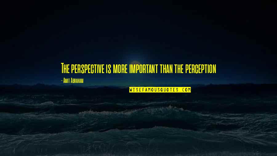 Perception Vs Perspective Quotes By Amit Abraham: The perspective is more important than the perception Perception Vs Perspective Quotes By Amit Abraham: The perspective is more important than the perception