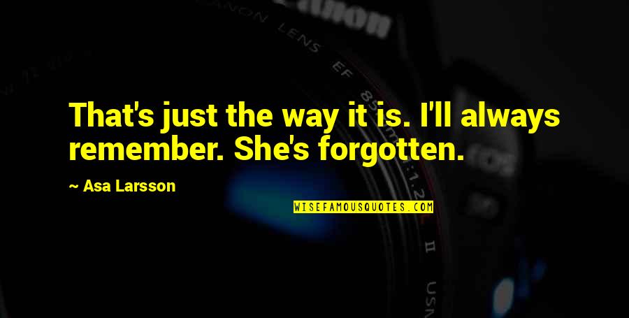 Perceptivity Studio Quotes By Asa Larsson: That's just the way it is. I'll always