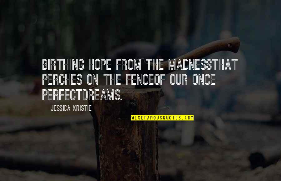 Perches Quotes By Jessica Kristie: Birthing hope from the madnessthat perches on the