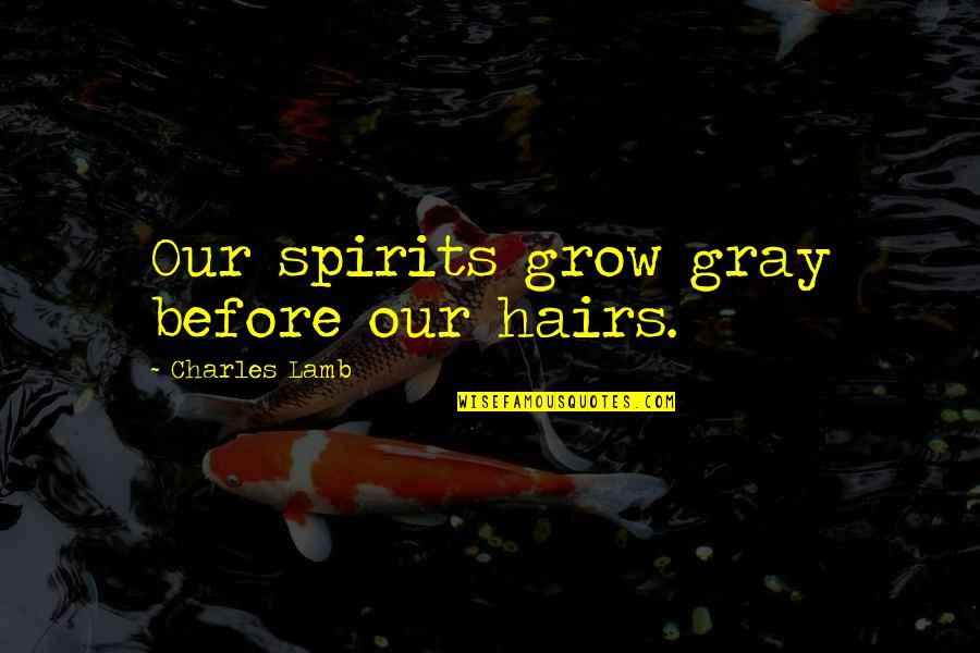 Perciben Los Cambios Quotes By Charles Lamb: Our spirits grow gray before our hairs. Perciben Los Cambios Quotes By Charles Lamb: Our spirits grow gray before our hairs.