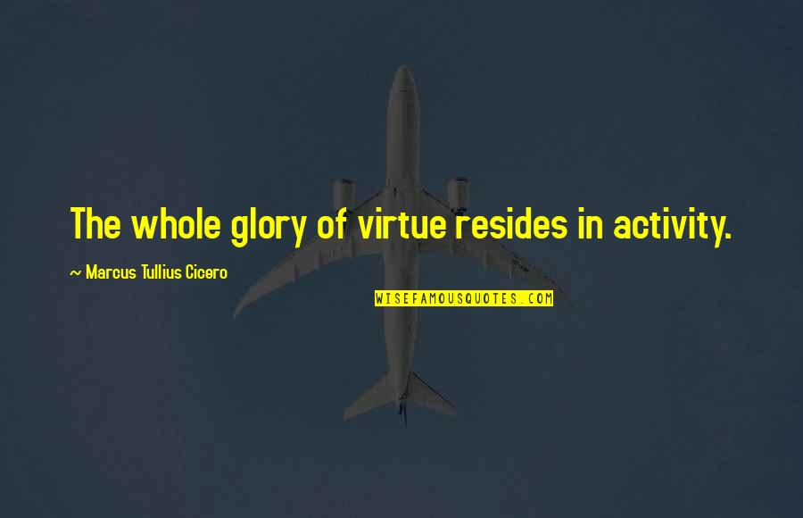 Perdrix Bartavelle Quotes By Marcus Tullius Cicero: The whole glory of virtue resides in activity.