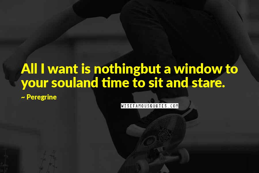 Peregrine quotes: All I want is nothingbut a window to your souland time to sit and stare.
