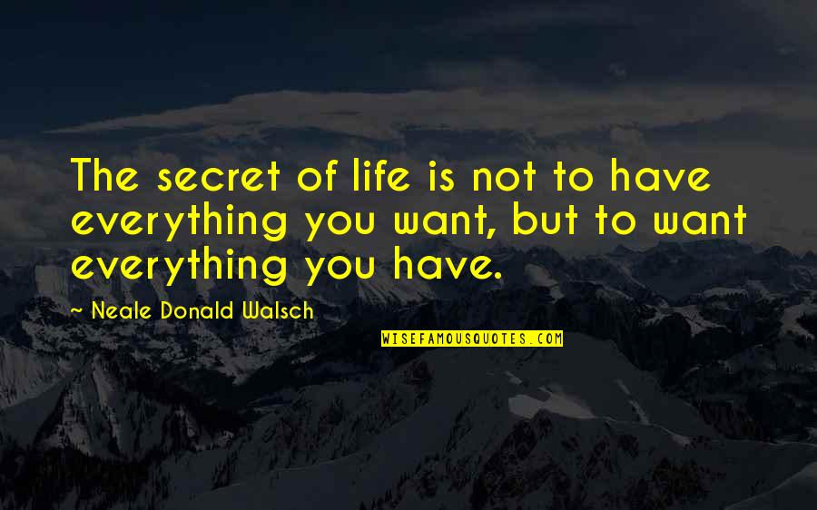 Peregrine Worsthorne Quotes By Neale Donald Walsch: The secret of life is not to have