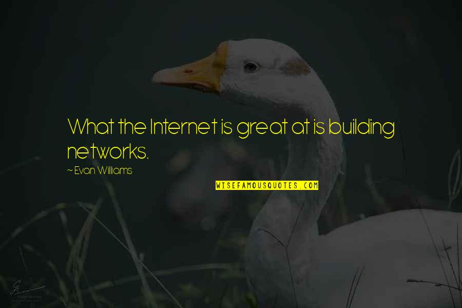 Perelmuter And Goldberg Quotes By Evan Williams: What the Internet is great at is building Perelmuter And Goldberg Quotes By Evan Williams: What the Internet is great at is building