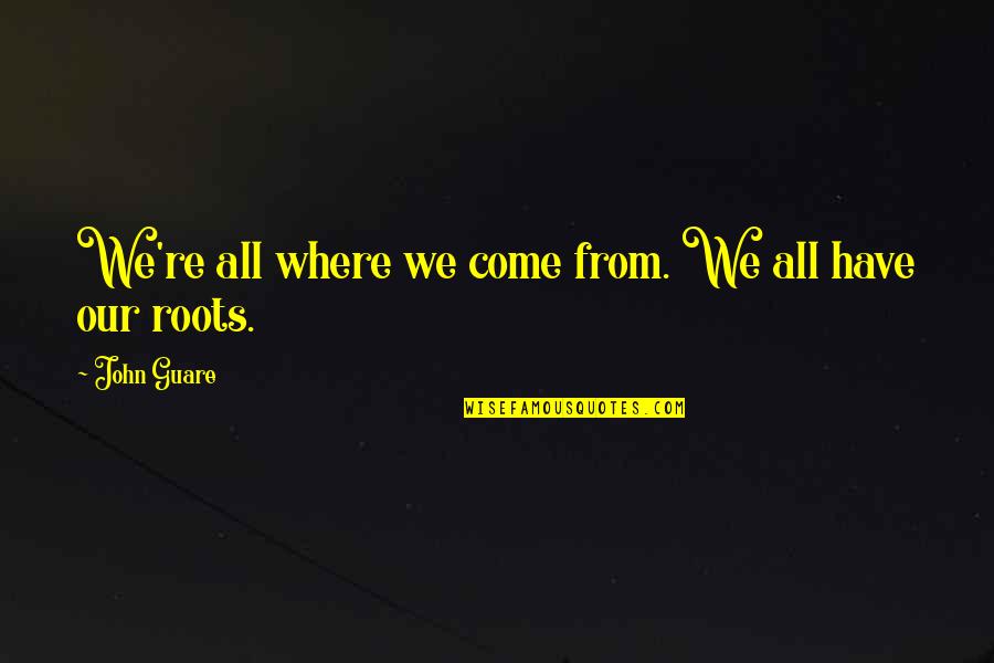 Perfeccionismo En Quotes By John Guare: We're all where we come from. We all