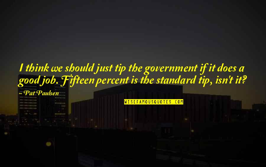 Perfeccionismo En Quotes By Pat Paulsen: I think we should just tip the government