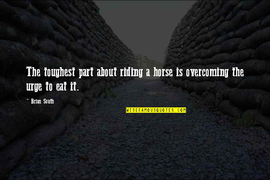 Perfect Combination Memorable Quotes By Brian South: The toughest part about riding a horse is