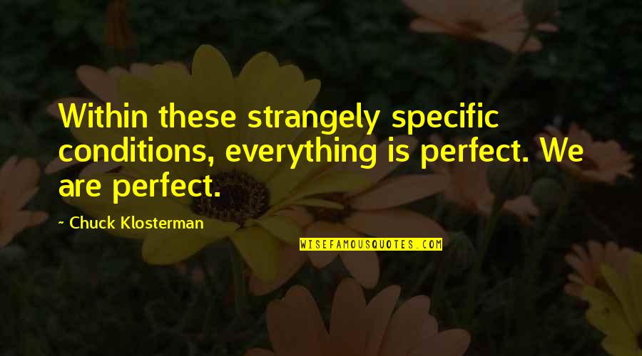 Perfect Conditions Quotes By Chuck Klosterman: Within these strangely specific conditions, everything is perfect.