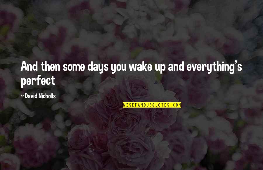Perfect Days Quotes By David Nicholls: And then some days you wake up and