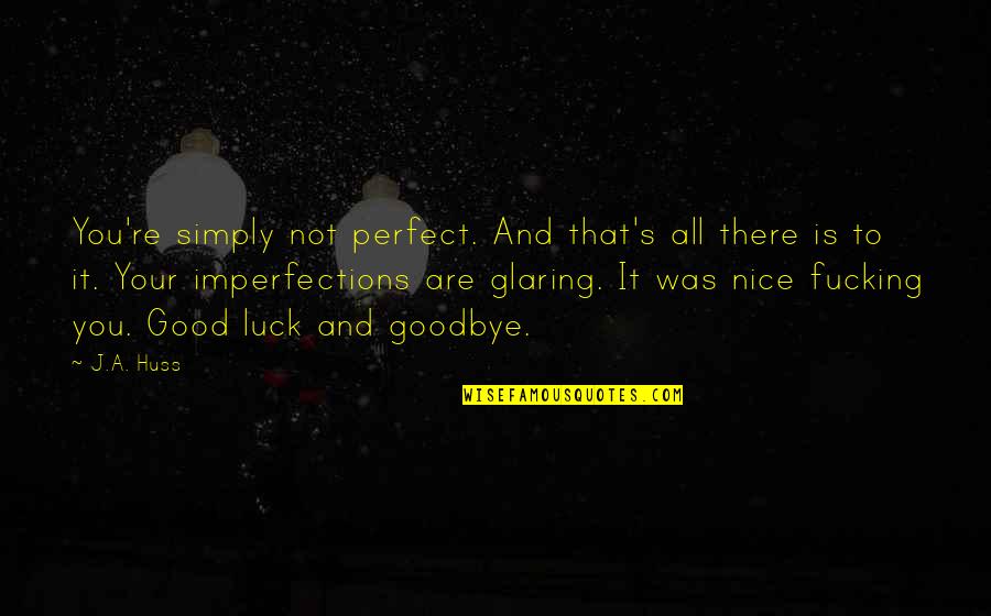 Perfect In Imperfections Quotes By J.A. Huss: You're simply not perfect. And that's all there