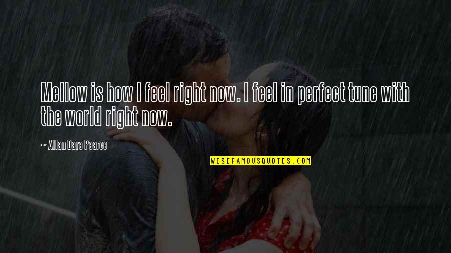 Perfect In Quotes By Allan Dare Pearce: Mellow is how I feel right now. I