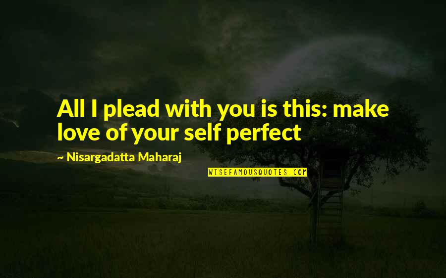 Perfect Love Quotes By Nisargadatta Maharaj: All I plead with you is this: make