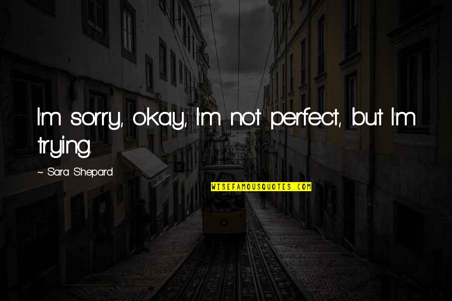 Perfect Sara Shepard Quotes By Sara Shepard: I'm sorry, okay, I'm not perfect, but I'm Perfect Sara Shepard Quotes By Sara Shepard: I'm sorry, okay, I'm not perfect, but I'm