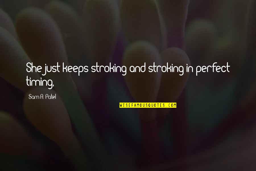 Perfect Timing Quotes By Sam A. Patel: She just keeps stroking and stroking in perfect