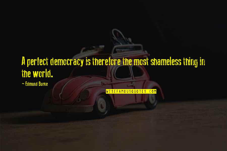 Perfect World Quotes By Edmund Burke: A perfect democracy is therefore the most shameless