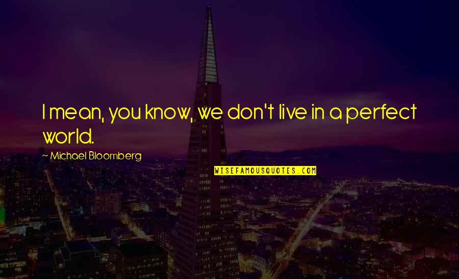 Perfect World Quotes By Michael Bloomberg: I mean, you know, we don't live in