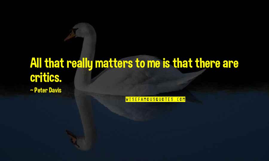 Perfectamente Presentado Quotes By Peter Davis: All that really matters to me is that