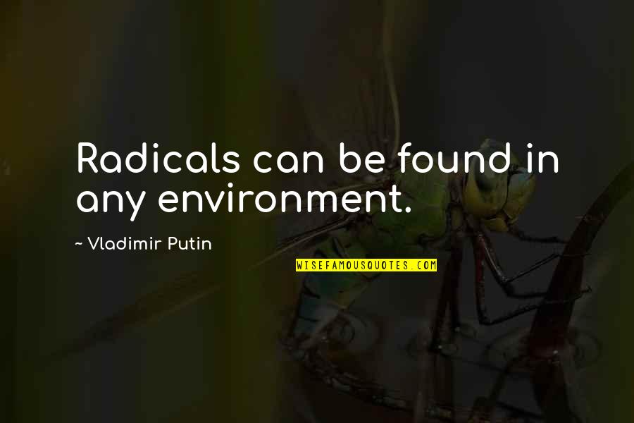 Perfected In Love Quotes By Vladimir Putin: Radicals can be found in any environment.
