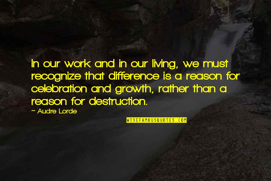Perfectibility Of The Self Quotes By Audre Lorde: In our work and in our living, we