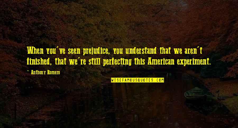 Perfecting Quotes By Anthony Romero: When you've seen prejudice, you understand that we Perfecting Quotes By Anthony Romero: When you've seen prejudice, you understand that we