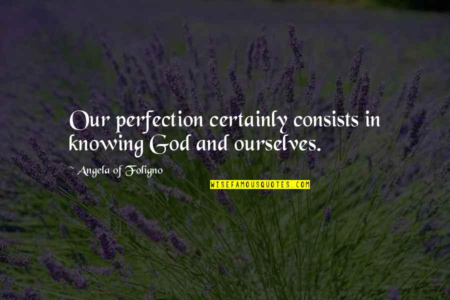 Perfection And God Quotes By Angela Of Foligno: Our perfection certainly consists in knowing God and