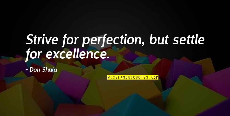 Perfection And Success Quotes By Don Shula: Strive for perfection, but settle for excellence.