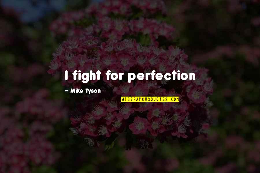 Perfection In Sports Quotes By Mike Tyson: I fight for perfection