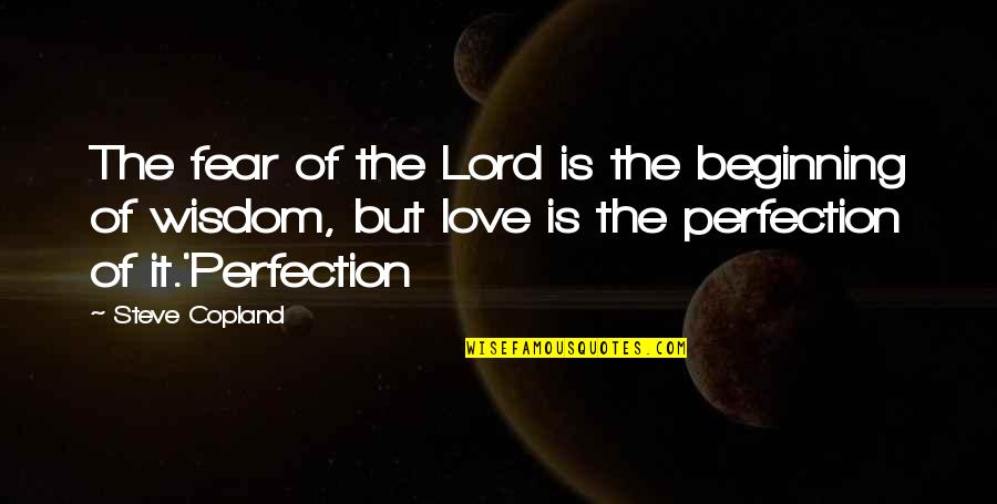 Perfection Of Love Quotes By Steve Copland: The fear of the Lord is the beginning