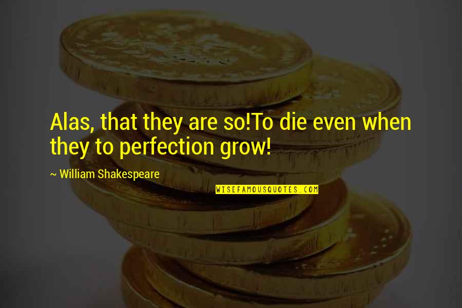 Perfection Shakespeare Quotes By William Shakespeare: Alas, that they are so!To die even when