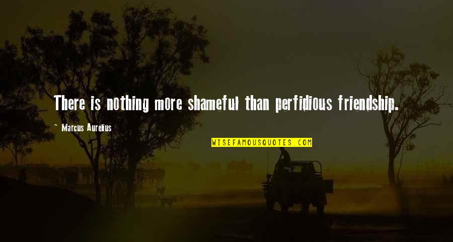 Perfidious Quotes By Marcus Aurelius: There is nothing more shameful than perfidious friendship.