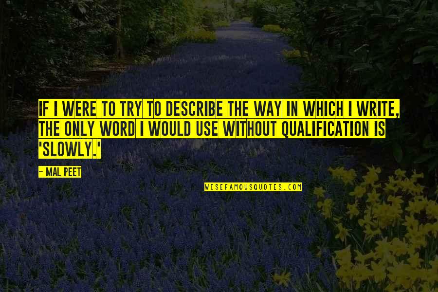 Performativity Judith Quotes By Mal Peet: If I were to try to describe the Performativity Judith Quotes By Mal Peet: If I were to try to describe the
