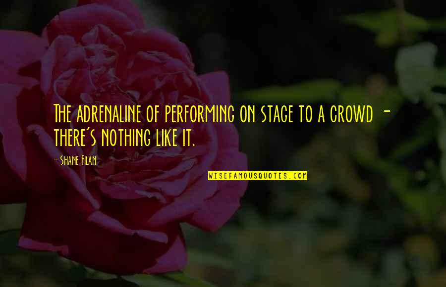 Performing On Stage Quotes By Shane Filan: The adrenaline of performing on stage to a