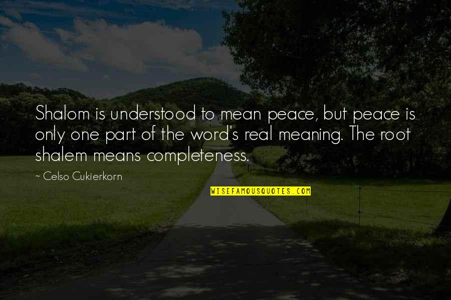 Periasamy Jayanthi Quotes By Celso Cukierkorn: Shalom is understood to mean peace, but peace Periasamy Jayanthi Quotes By Celso Cukierkorn: Shalom is understood to mean peace, but peace