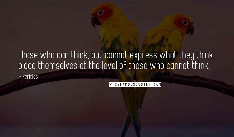 Pericles quotes: Those who can think, but cannot express what they think, place themselves at the level of those who cannot think.