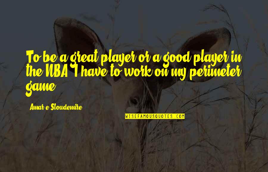 Perimeter Quotes By Amar'e Stoudemire: To be a great player or a good