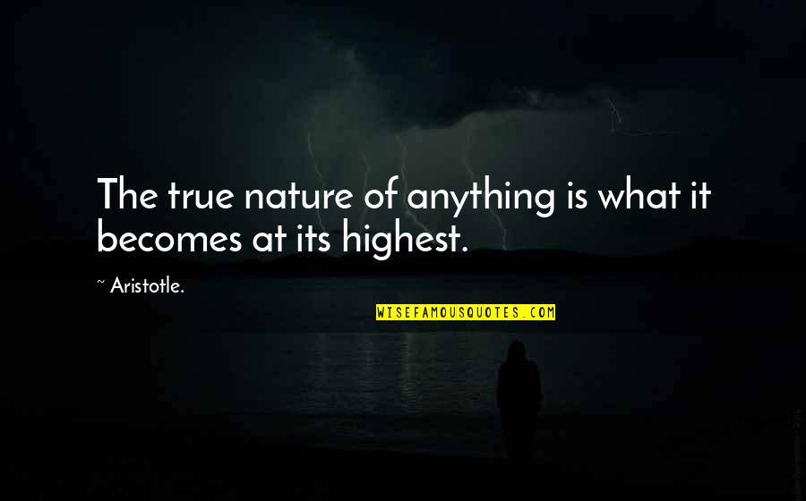 Peripeteia And Anagnorisis Quotes By Aristotle.: The true nature of anything is what it
