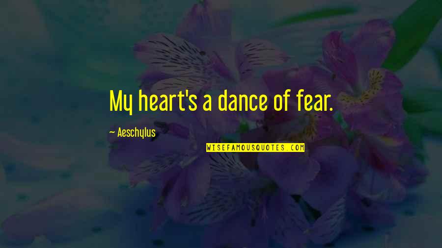 Periphrastic Quotes By Aeschylus: My heart's a dance of fear.