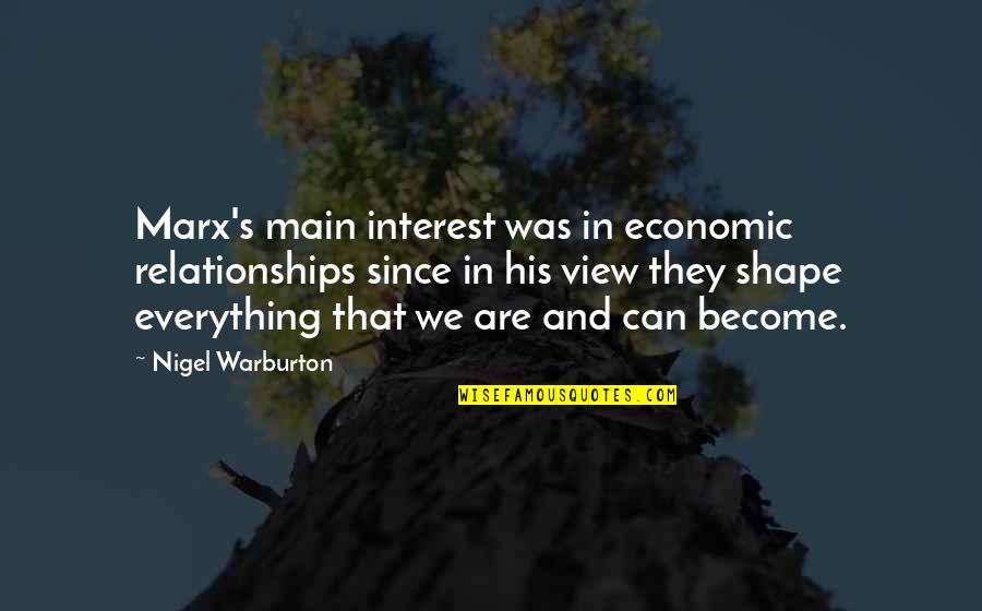 Periyali Des Quotes By Nigel Warburton: Marx's main interest was in economic relationships since