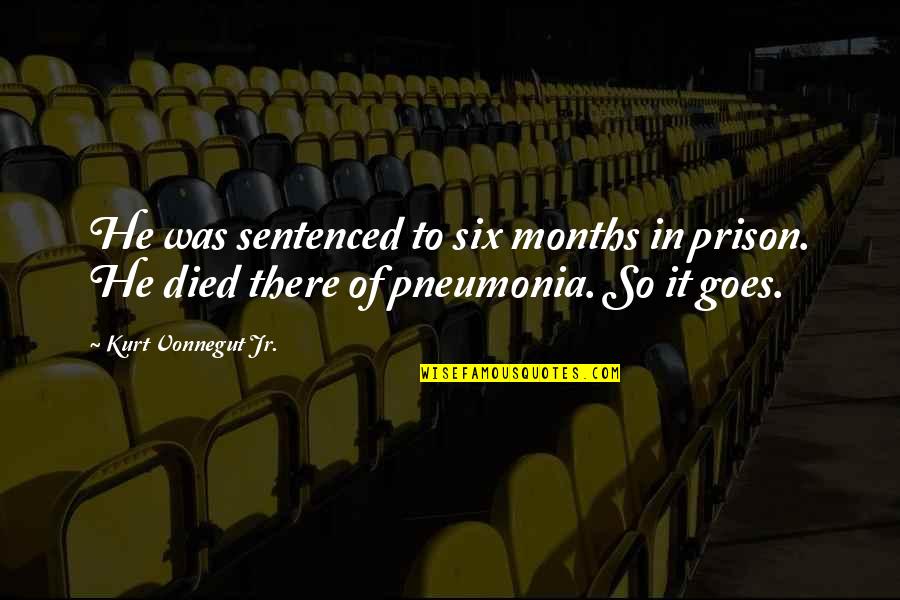 Perky Quotes Quotes By Kurt Vonnegut Jr.: He was sentenced to six months in prison.