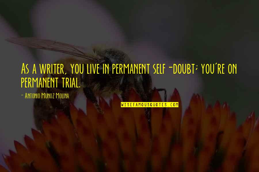 Permanent Quotes By Antonio Munoz Molina: As a writer, you live in permanent self-doubt;