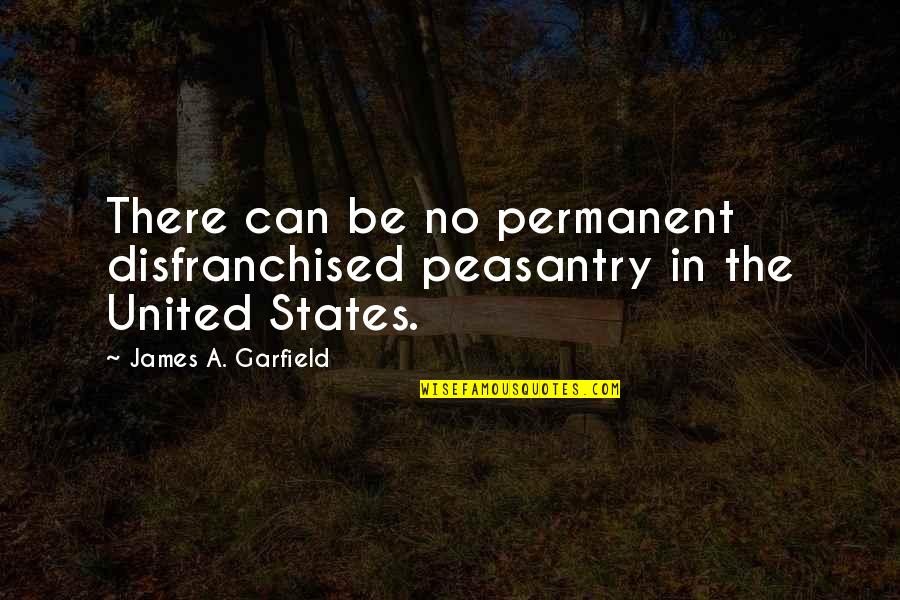 Permanent Quotes By James A. Garfield: There can be no permanent disfranchised peasantry in