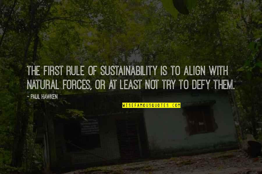 Permanentes En Quotes By Paul Hawken: The first rule of sustainability is to align