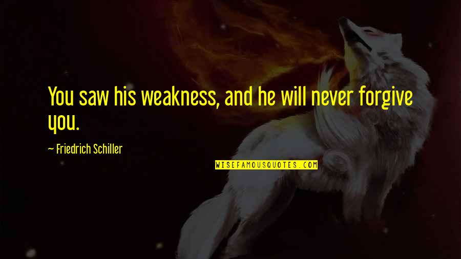 Permiteme Estar Quotes By Friedrich Schiller: You saw his weakness, and he will never