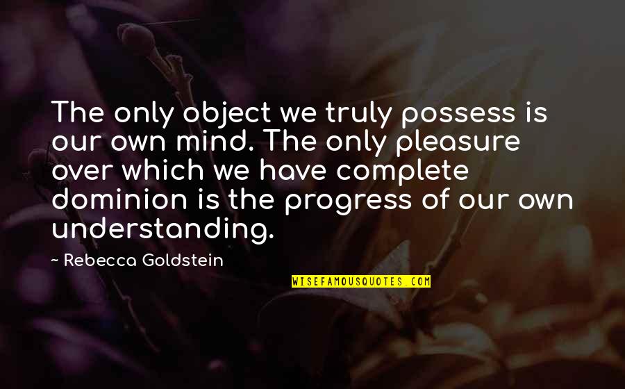 Peroid Quotes By Rebecca Goldstein: The only object we truly possess is our