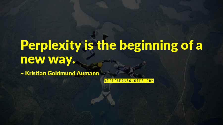 Perplexity Quotes By Kristian Goldmund Aumann: Perplexity is the beginning of a new way.