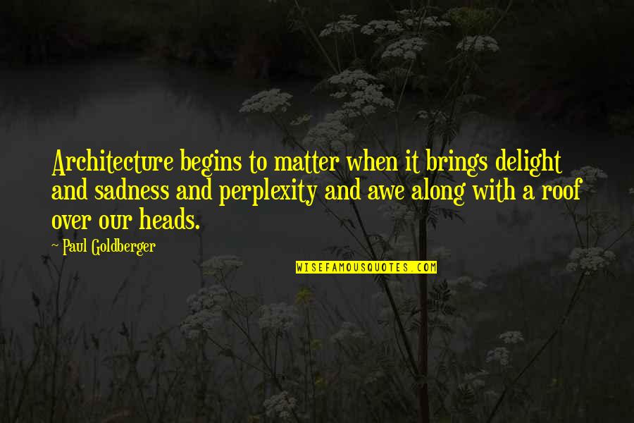 Perplexity Quotes By Paul Goldberger: Architecture begins to matter when it brings delight