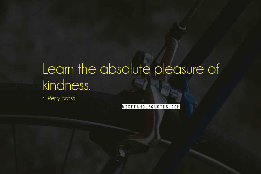 Perry Brass quotes: Learn the absolute pleasure of kindness.