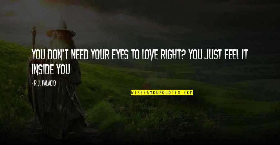 Persahabatan Sejati Quotes By R.J. Palacio: You don't need your eyes to love right?