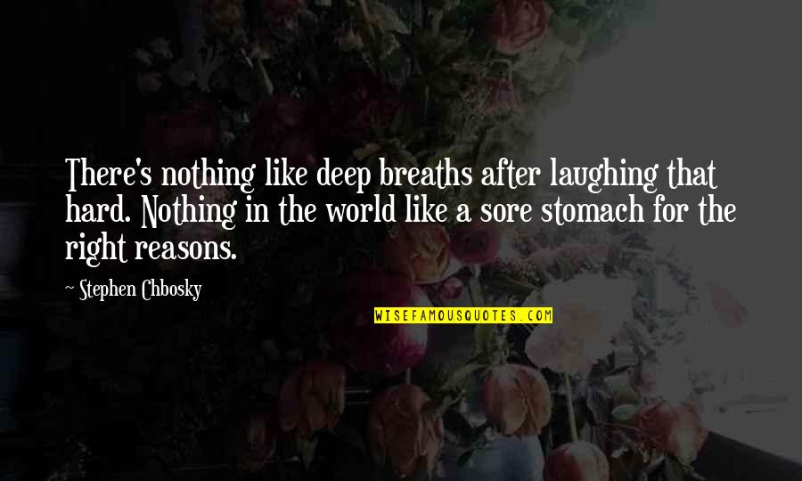 Perseguida La Quotes By Stephen Chbosky: There's nothing like deep breaths after laughing that
