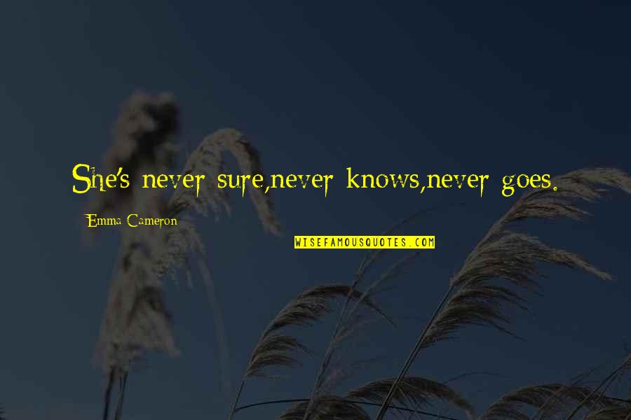 Persephone And Hades Quotes By Emma Cameron: She's never sure,never knows,never goes.